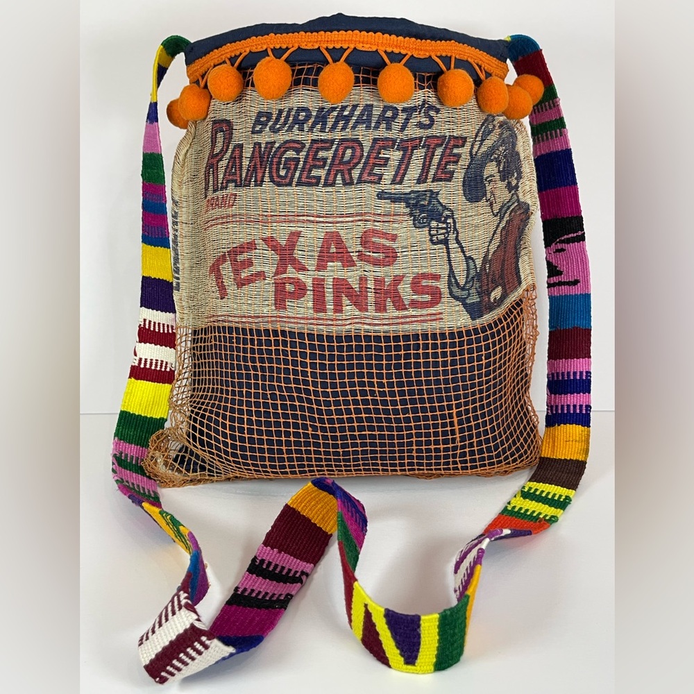 Vintage upcycled Texas grapefruit mesh crossbody bag